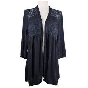 Knox Rose Black Rayon Cardigan Lace Size M Romantic Boho Whimsigoth Goth